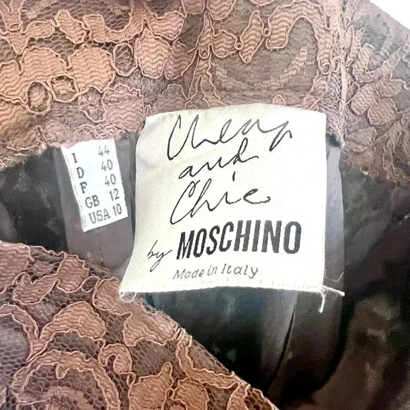 Moschino Cheap and Chic Brown Lace High Waisted Pants Made in Italy Size 10 - Picture 10 of 12